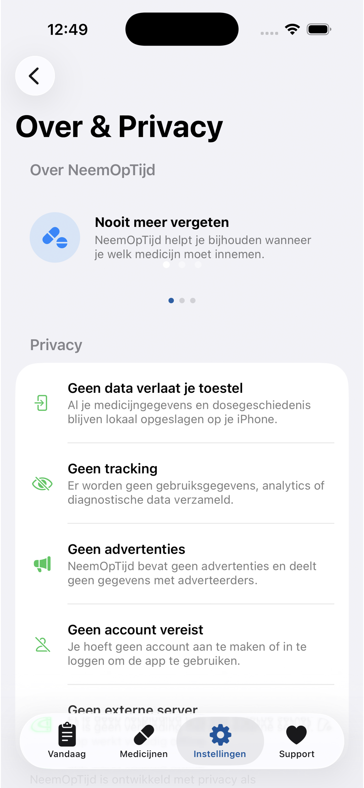 Gebruiker van NeemOpTijd aan tafel