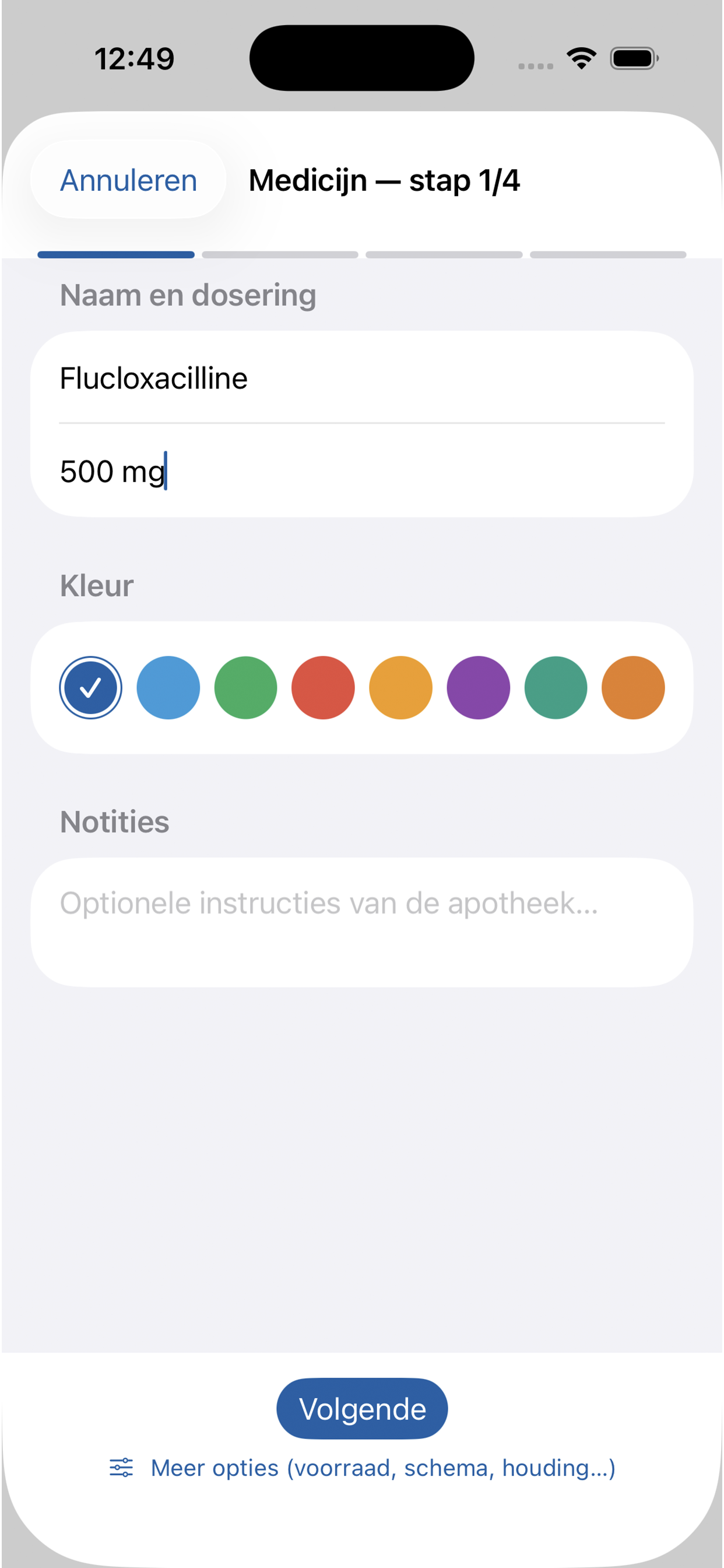 NeemOpTijd overzichtsscherm